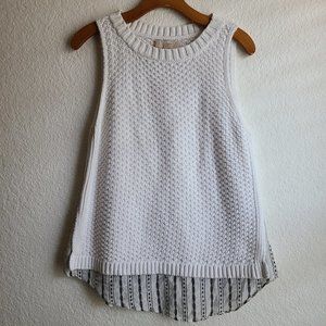 LOFT White Sleeveless Knit Sweater Blouse